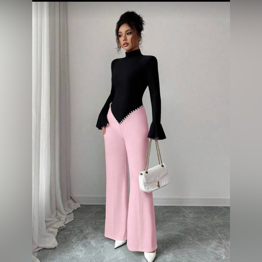 Elegant Black and Pink Women's Jumpsuit - Picture 3 of 7